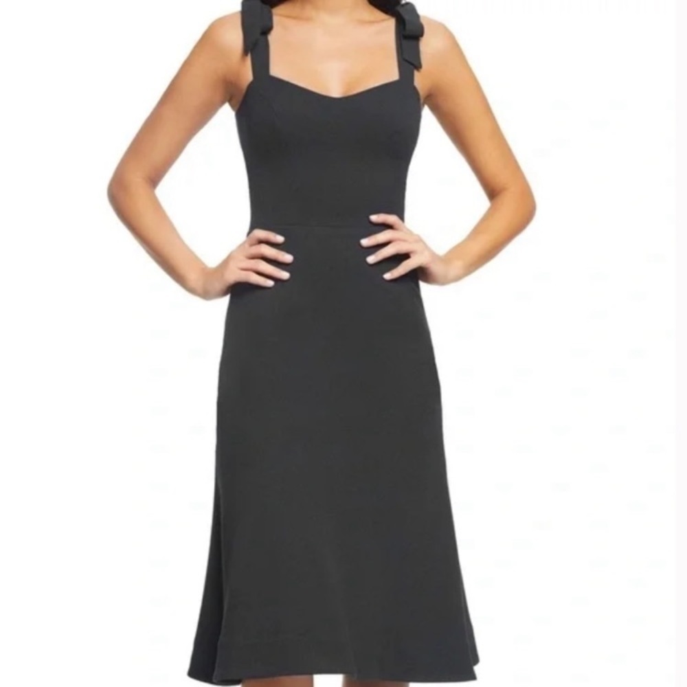 Dress the Population Hana Midi Sleeveless Tie Shoulder Dress
